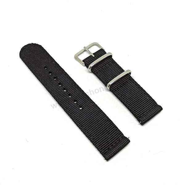 Fits/For Seiko 5 4R36-03N0 - SRP625J1 , SRP625K1  - 22mm Black Nylon Textile Quick Removal Replacement Watch Band Strap