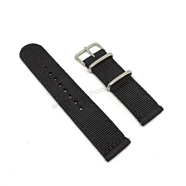 Fits/For Seiko 5 4R36-04B0 - SRP667J1 , 4R37-01D0 - SSA297K1 - 22mm Black Nylon Textile Quick Removal Replacement Watch Band Strap