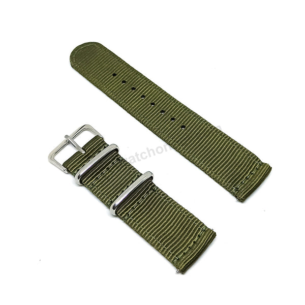 Fits/For Seiko 5 4R36-03N0 - SRP621J1 , SRP621K1 - 22mm Green Nylon Textile Quick Removal Replacement Watch Band Strap