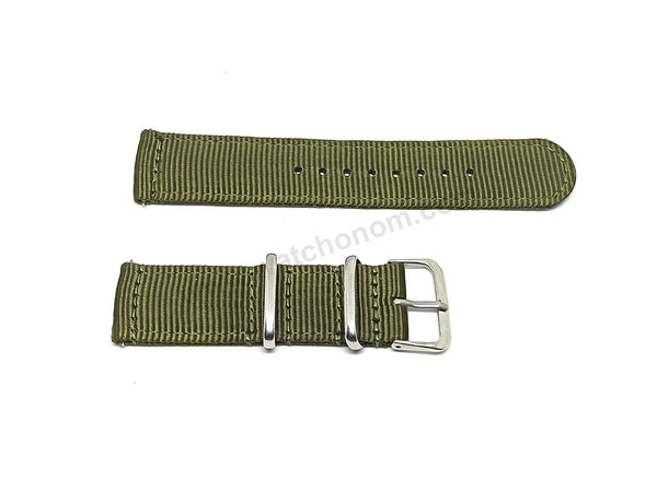 Fits/For Seiko 5 4R36-03N0 - SRP621J1 , SRP621K1 - 22mm Green Nylon Textile Quick Removal Replacement Watch Band Strap