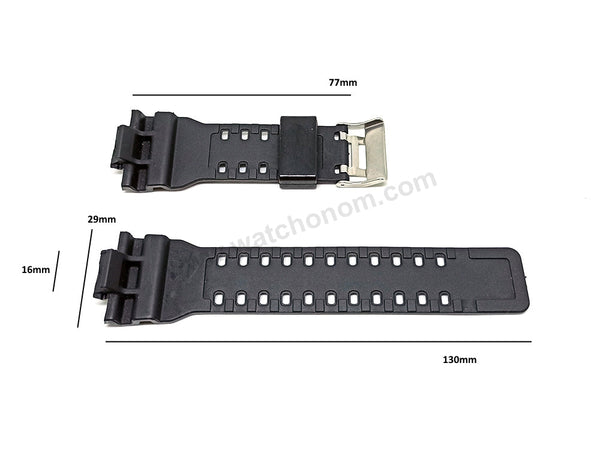 Fits/For Casio G-Shock GD-100 , GD-8900 , GAC-100 , GDF-100 BRIGHT BLACK Rubber Replacement Watch Band Strap
