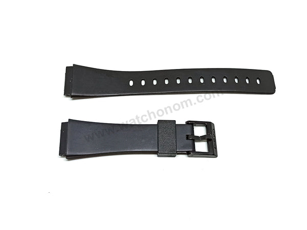 Fits/For Casio MRW-10 , MW-35 , MW-32 , W-90 , W-91 - 18mm Black Rubber Replacement Watch Band Strap