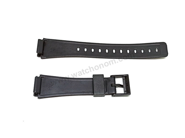 Fits/For Casio MRW-10 , MW-35 , MW-32 , W-90 , W-91 - 18mm Black Rubber Replacement Watch Band Strap