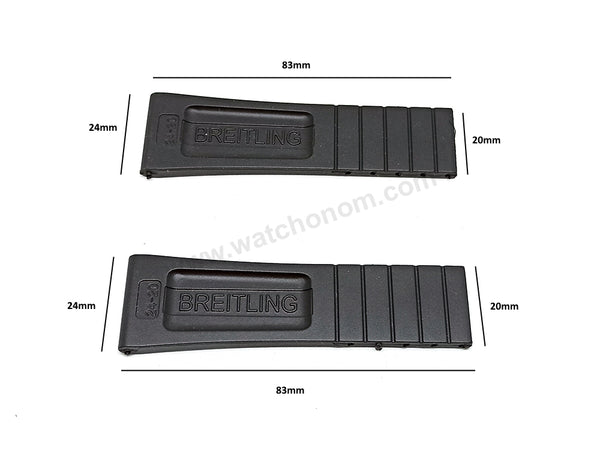 Fits/For Breitling Navitimer AB0127 - 24mm Black Rubber / Silicone 24-20 Replacement Watch Band Strap