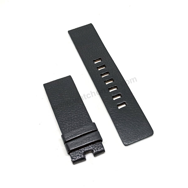 24mm Black Genuine Leather Handmade Watch Strap Band Fits with Diesel DZ4386 , DZ4361 Ironside - DZ4331 , DZ4327 Double Down Big - DZ1613 SC2