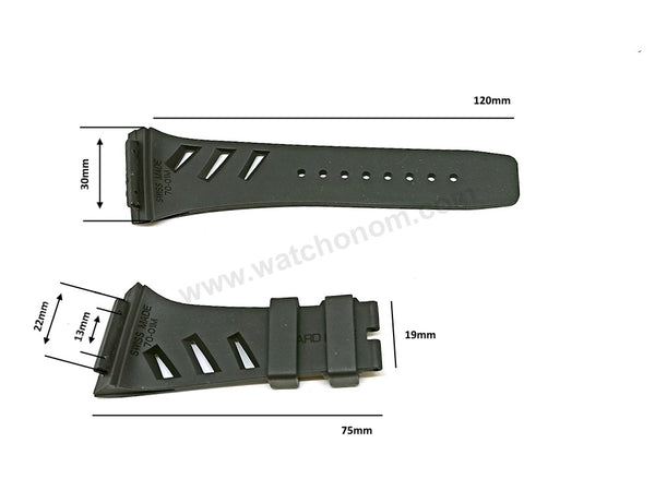 Fits/For Richard Mille RM 70-01 Tourbillon Alain Prost - 22mm Black Rubber Replacement Watch Band Strap