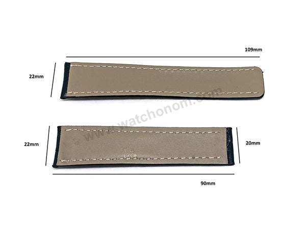 22mm Black Faux Leather Replacement Watch Band Strap Fits with Breitling Navitimer A17326361