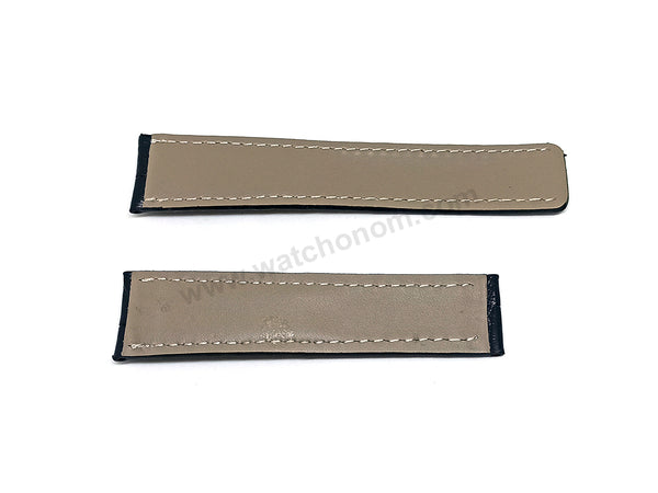 22mm Black Faux Leather Replacement Watch Band Strap Fits with Breitling Navitimer A17326361