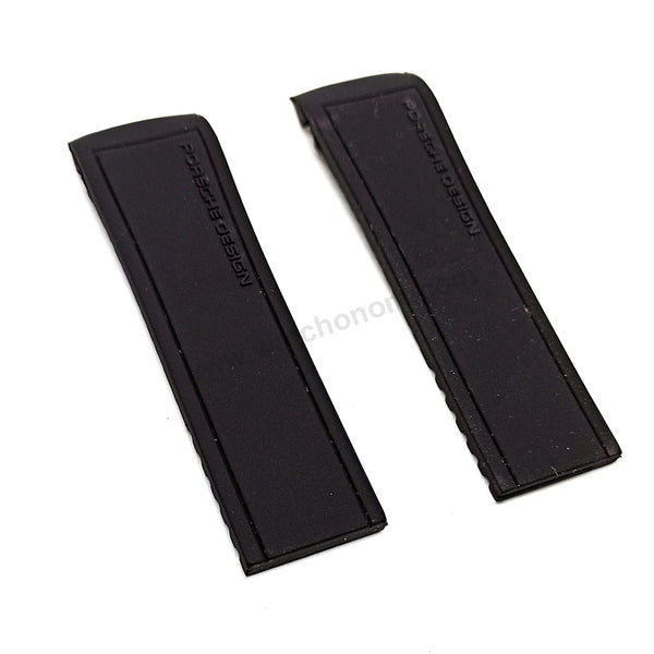 24mm Black Rubber Silicone Curved End Replacement Watch Band Strap - Fits/For Porsche Design Wristwatches