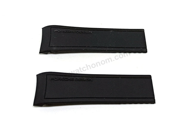 24mm Black Rubber Silicone Curved End Replacement Watch Band Strap - Fits/For Porsche Design Wristwatches