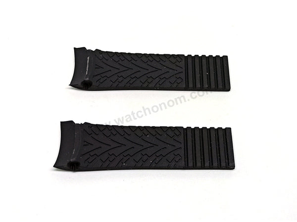 24mm Black Rubber Silicone Curved End Replacement Watch Band Strap - Fits/For Porsche Design Wristwatches