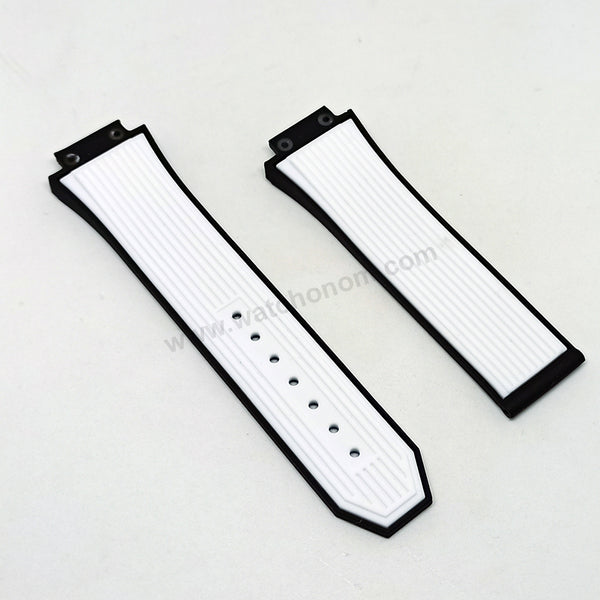 Compatible with Hublot Bigbang 42mm - 17mm White on Black Replacement Watch Band Strap