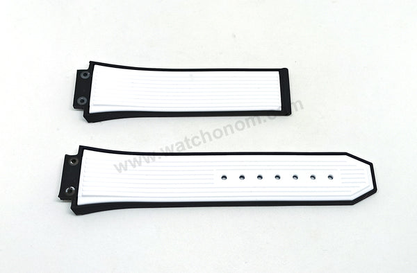 Compatible with Hublot Bigbang 42mm - 17mm White on Black Replacement Watch Band Strap