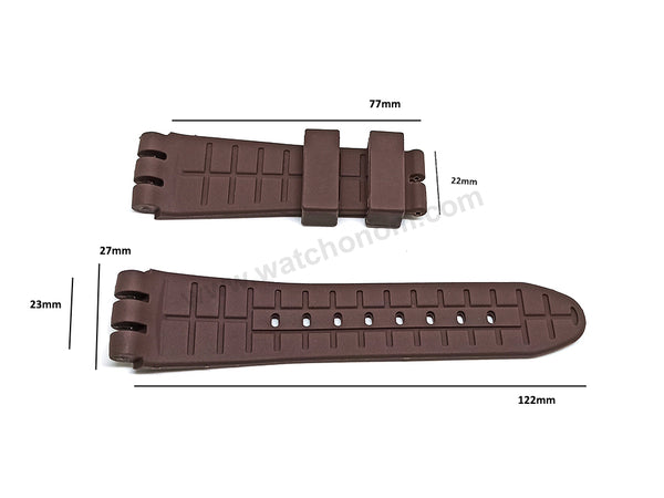 Fits/For Swatch Irony the Chrono YOS Series YOS440 , YOS449 , YOS401G , YOS447 , YOS448 - 23mm Brown Replacement Rubber Watch Band Strap