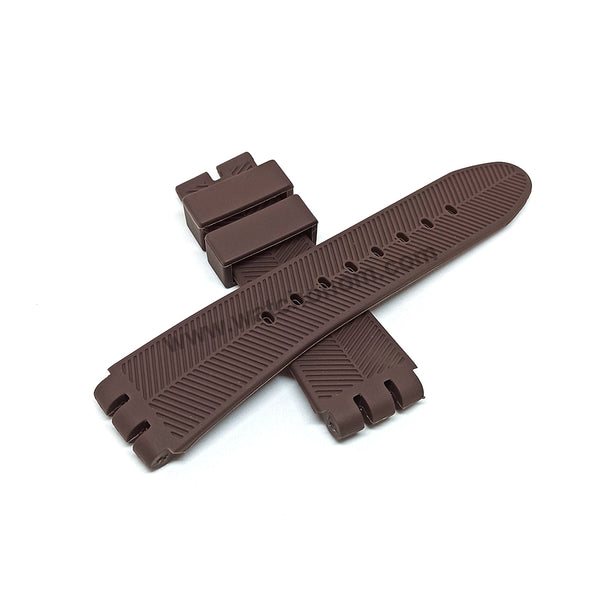 Fits/For Swatch Irony the Chrono YOS Series YOS440 , YOS449 , YOS401G , YOS447 , YOS448 - 23mm Brown Replacement Rubber Watch Band Strap