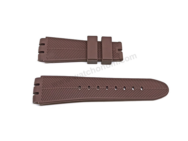 Fits/For Swatch Irony the Chrono YOS Series YOS440 , YOS449 , YOS401G , YOS447 , YOS448 - 23mm Brown Replacement Rubber Watch Band Strap