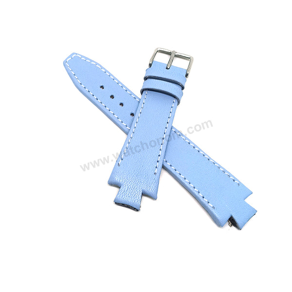 Lacoste 3520D fits with 18mm Handmade White Stitch on Baby Blue Genuine Leather Replacement  Watch Band Strap Belt