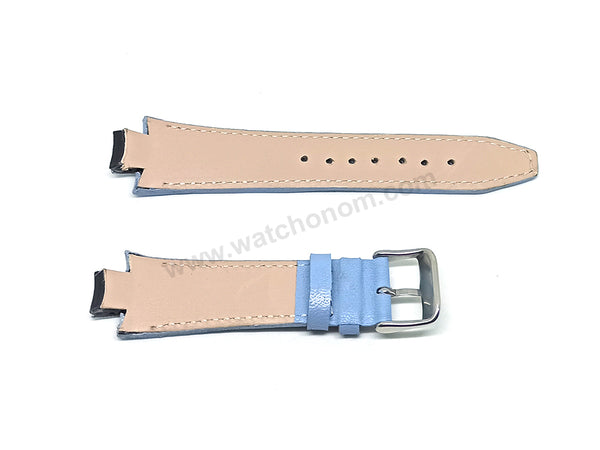 Lacoste 3520D fits with 18mm Handmade White Stitch on Baby Blue Genuine Leather Replacement  Watch Band Strap Belt