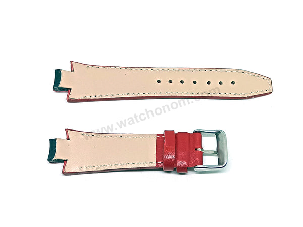 Lacoste 3520D fits with 18mm Handmade Black Stitch on Red Genuine Leather Replacement  Watch Band Strap Belt