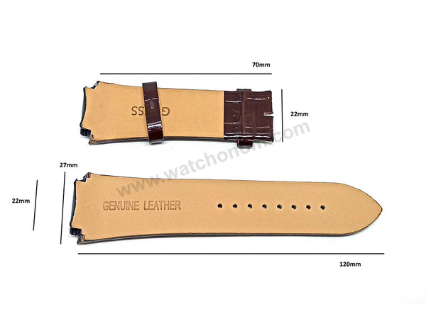 Fits/For Guess Rigor W0040G3 , W0040G2 , W0040G10 , W0408G2 - 22mm Dark Brown Genuine Leather Replacement Watch Band Strap Belt