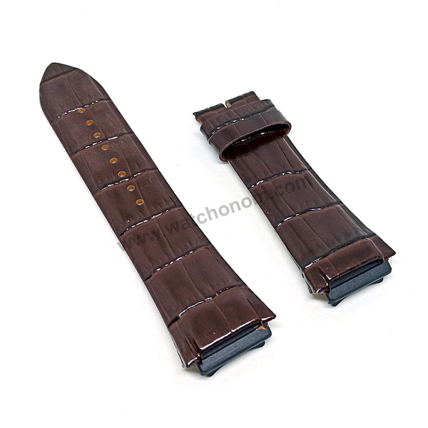 Fits/For Guess Rigor W0040G3 , W0040G2 , W0040G10 , W0408G2 - 22mm Dark Brown Genuine Leather Replacement Watch Band Strap Belt