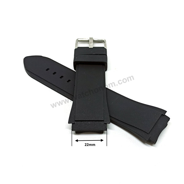 Fits/For Guess Rigor W0247G4 - 22mm Black Rubber Silicone Replacement Watch Band Strap Belt