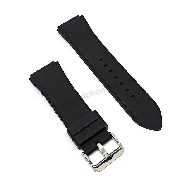 Fits/For Guess Rigor W0247G4 - 22mm Black Rubber Silicone Replacement Watch Band Strap Belt