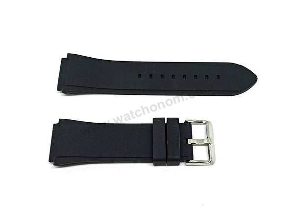 Fits/For Guess Rigor W0247G4 - 22mm Black Rubber Silicone Replacement Watch Band Strap Belt