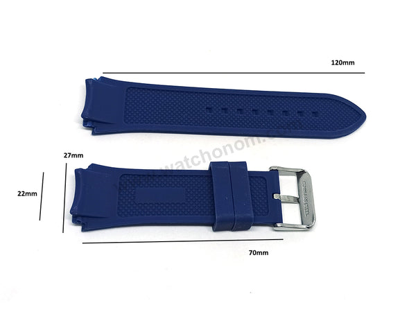 Fits/For Guess Rigor W0247G3 , W0248G5 - 22mm Navy Blue Rubber Silicone Replacement Watch Band Strap Belt