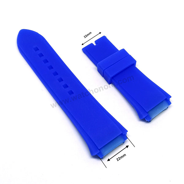 Fits/For Guess Rigor W0248G5 , W0247G3 - 22mm Summer Light Blue Rubber Silicone Replacement Watch Band Strap Belt