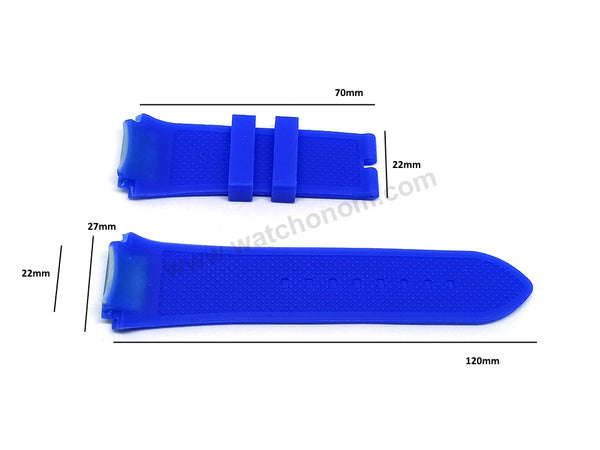 Fits/For Guess Rigor W0248G5 , W0247G3 - 22mm Summer Light Blue Rubber Silicone Replacement Watch Band Strap Belt