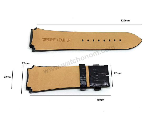 Fits/For Guess Rigor W0040G1 , W0040G4 , W0040G5 , W0408G1 - 22mm Black Genuine Leather Replacement Watch Band Strap Belt