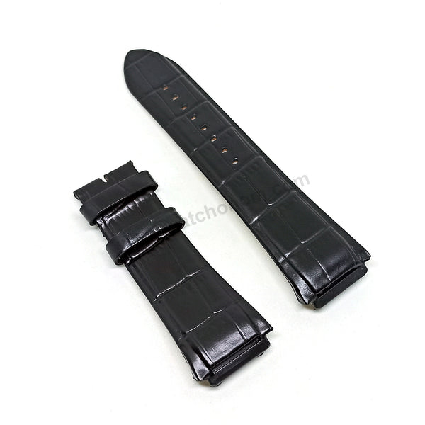 Fits/For Guess Rigor W0040G1 , W0040G4 , W0040G5 , W0408G1 - 22mm Black Genuine Leather Replacement Watch Band Strap Belt