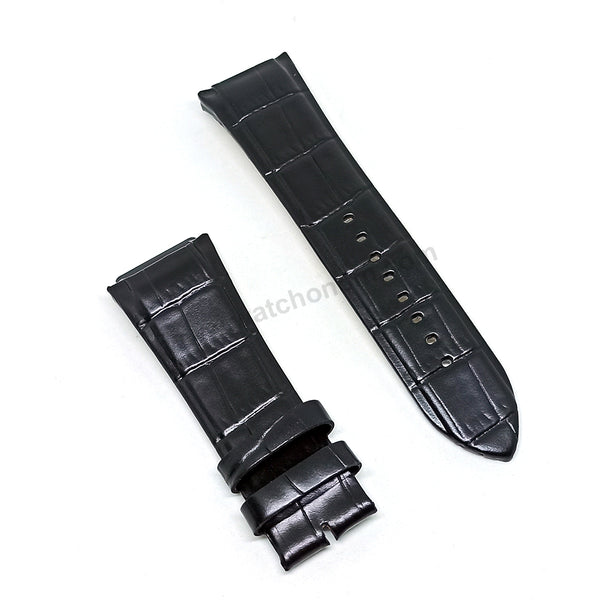 Fits/For Guess Rigor W0040G1 , W0040G4 , W0040G5 , W0408G1 - 22mm Black Genuine Leather Replacement Watch Band Strap Belt