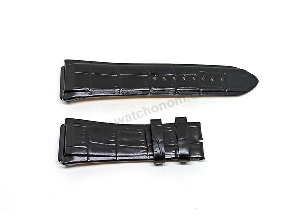 Fits/For Guess Rigor W0040G1 , W0040G4 , W0040G5 , W0408G1 - 22mm Black Genuine Leather Replacement Watch Band Strap Belt