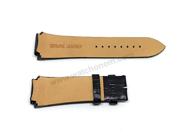 Fits/For Guess Rigor W0040G1 , W0040G4 , W0040G5 , W0408G1 - 22mm Black Genuine Leather Replacement Watch Band Strap Belt