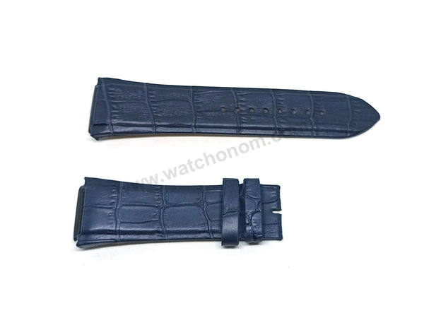 Fits/For Guess Rigor W0040G7 , W0407G2 , W0040G6 , W0040G9 - 22mm Navy Blue Genuine Leather Replacement Watch Band Strap Belt