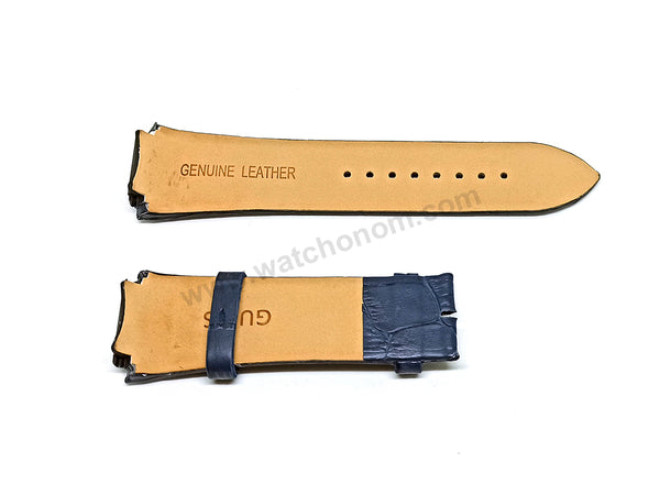 Fits/For Guess Rigor W0040G7 , W0407G2 , W0040G6 , W0040G9 - 22mm Navy Blue Genuine Leather Replacement Watch Band Strap Belt