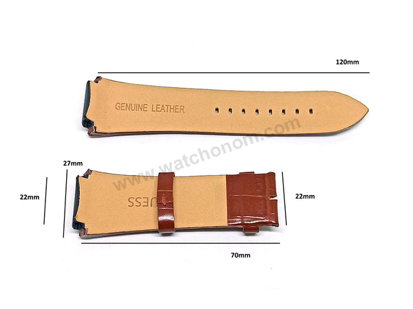 Fits/For Guess Rigor W0040G8 - 22mm Light Brown Genuine Leather Replacement Watch Band Strap Belt