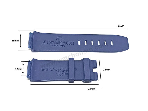 26mm Navy Blue Rubber Silicone Screw mount Lug Replacement Watch Band Strap Compatible with AP Audemars Piquet Royal Oak OFFSHORE 26560IO , 26577TI , 26221FT