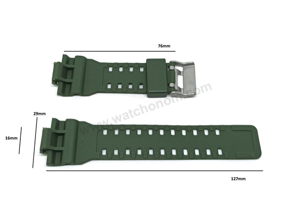 Fits/For Casio G-Shock GA-100/110/120/150/200/300/400/700 - Army Green Rubber Replacement Watch Band Strap Belt