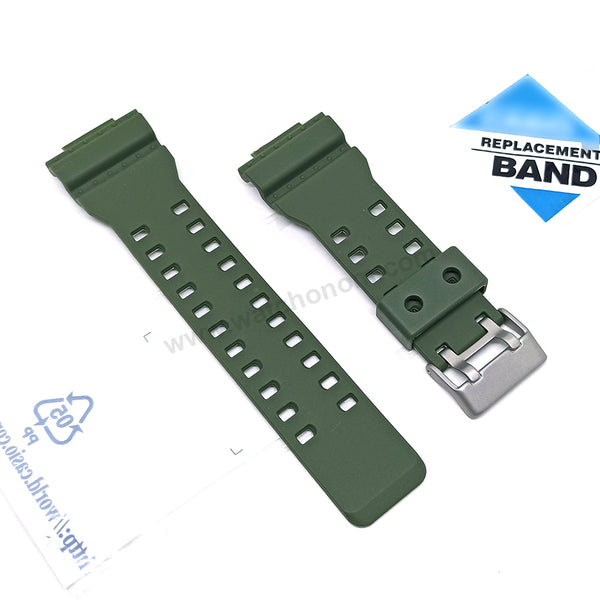 Fits/For Casio G-Shock GD-100 , GD-8900 , GAC-100 , GDF-100 - Army Green Rubber Replacement Watch Band Strap Belt