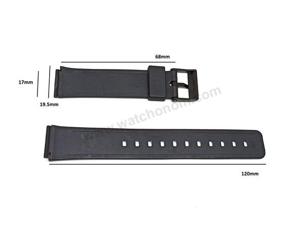 Genuine Casio MQ-55 , MQ-56 fits/for Authentic 17mm Black Rubber Replacement Watch Band Strap Belt