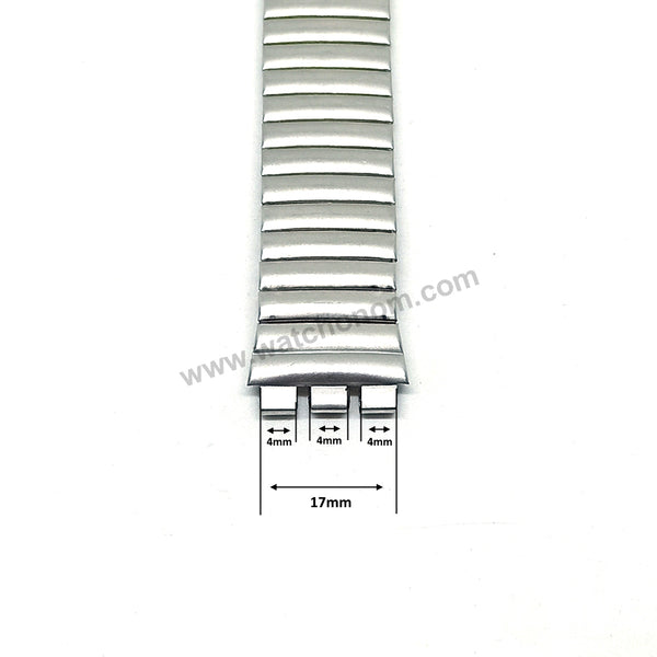 Fits/For Swatch - 17mm Flexible / Expandable Metal Matte Surface Replacement Watch Bracelet Band Strap