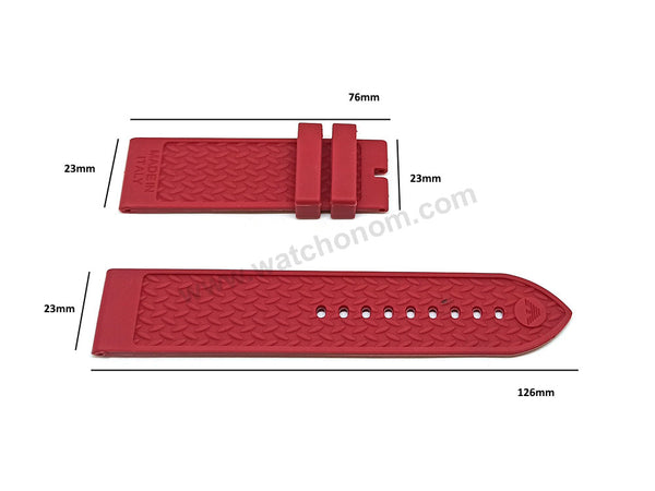 Fits/For Emporio Armani AR6114 - 23mm RED Rubber Silicone Replacement Watch Band Strap Belt