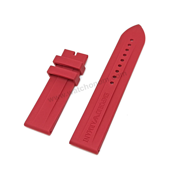 Fits/For Emporio Armani AR6114 - 23mm RED Rubber Silicone Replacement Watch Band Strap Belt