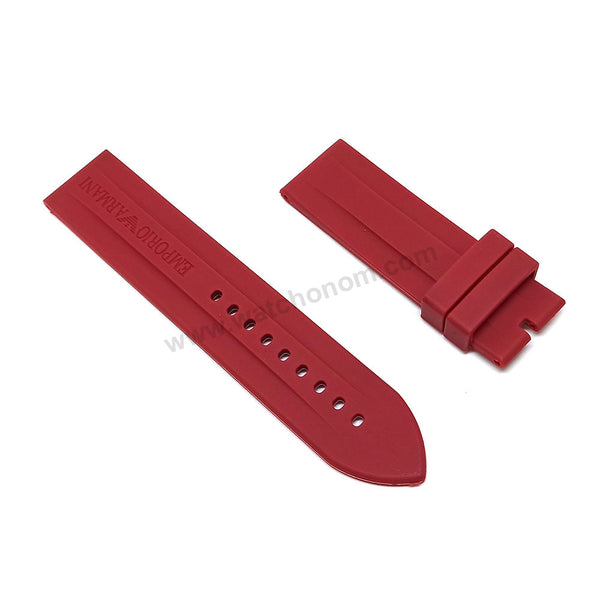 Fits/For Emporio Armani AR6114 - 23mm RED Rubber Silicone Replacement Watch Band Strap Belt