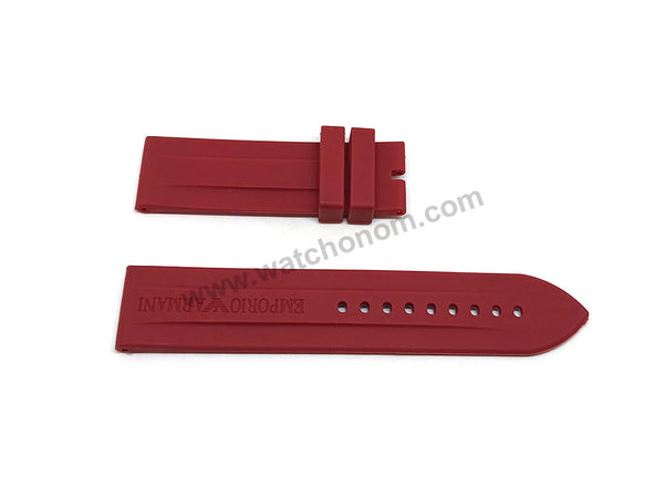 Fits/For Emporio Armani AR6114 - 23mm RED Rubber Silicone Replacement Watch Band Strap Belt