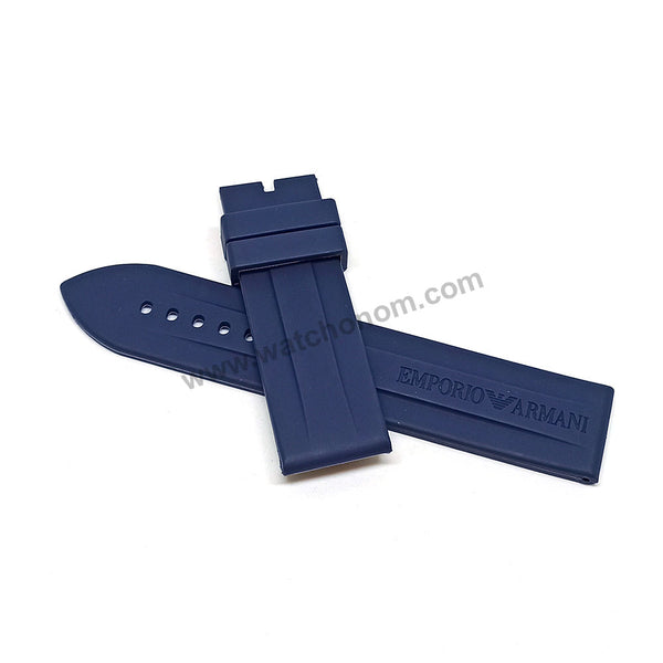 Fits/For Emporio Armani AR0687 , AR6113 - 23mm Navy Blue Rubber Silicone Replacement Watch Band Strap Belt