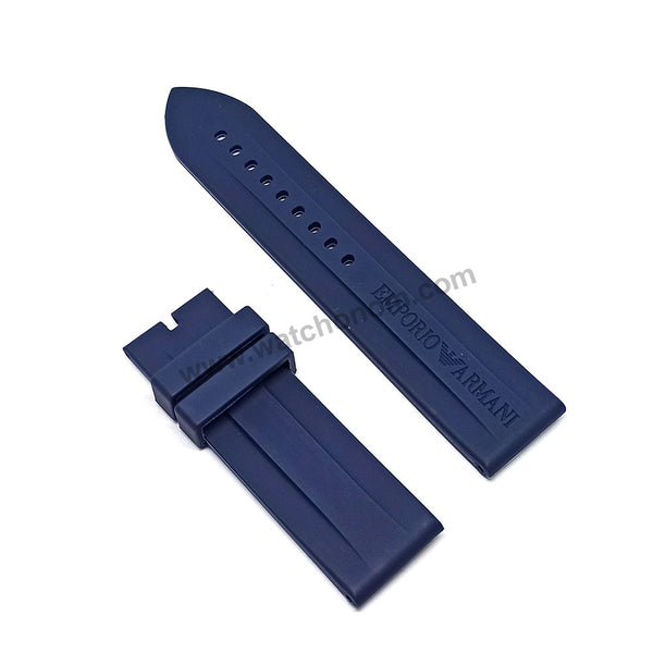 Fits/For Emporio Armani AR0687 , AR6113 - 23mm Navy Blue Rubber Silicone Replacement Watch Band Strap Belt